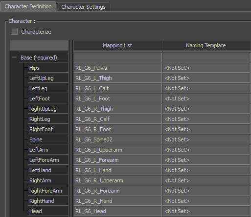 The minimal set to map is all the bones from the 'Base (required)' group