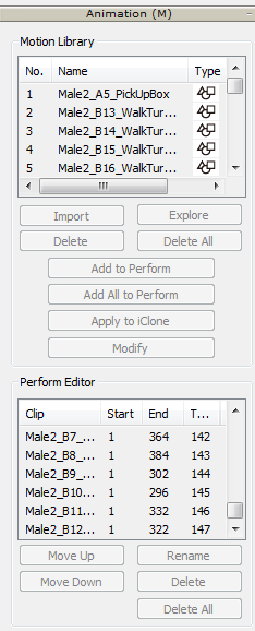 Now we have all the animations in the Perform Editor