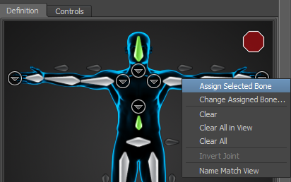 Character Controls / Definition, Assign Selected Bone