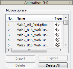 драг-н-дроп всех необходимых анимаций в Motion Library